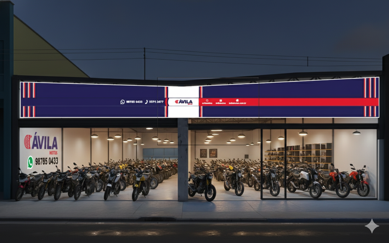 Fachada comercial com identidade visual aplicada em grande formato